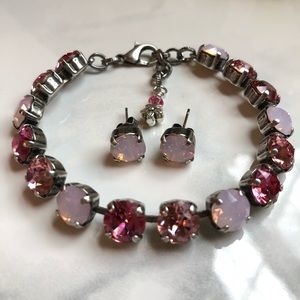 8mm Pink Swarovski Crystal Elements Jewelry Set